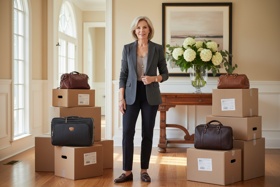 Confident elegant woman managing a major life transition with grace, representing how the Restivo Health doctor-supervised program supports weight loss through college move-in stress and seasonal change
