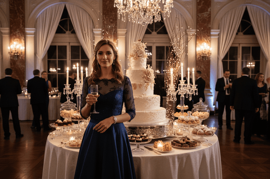 Woman at wedding reception dessert display - Restivo Health & Wellness helps manage celebration dining with doctor-supervised program