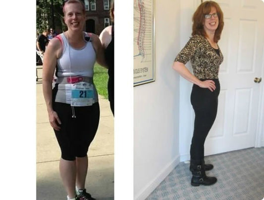 Before and after weight loss transformation - woman lost weight with doctor-supervised drops program