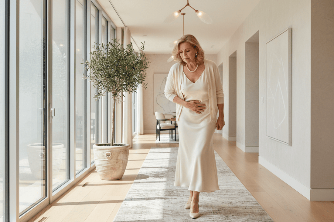 Woman managing IBS digestive issues - symptom-driven weight gain
