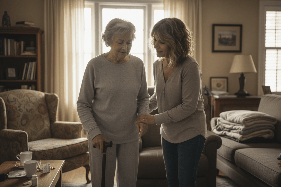Exhausted family caregiver - caregiving stress weight gain