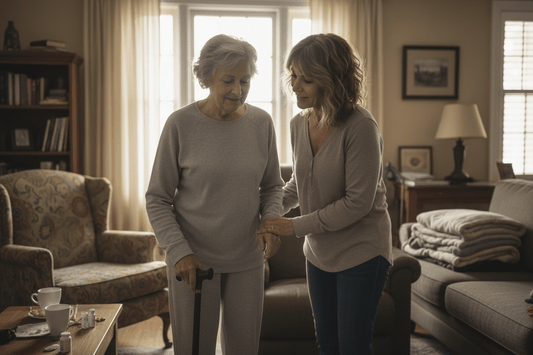 Exhausted family caregiver - caregiving stress weight gain