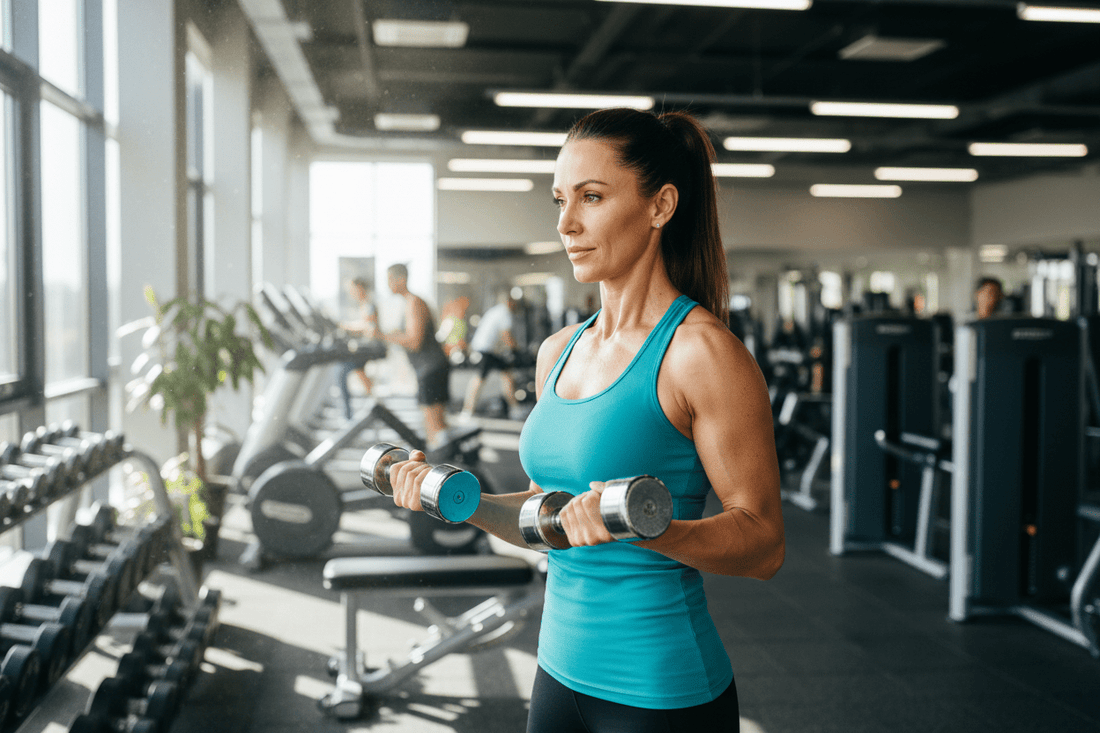Woman over 40 building muscle and optimizing metabolism through strength training for healthy weight loss