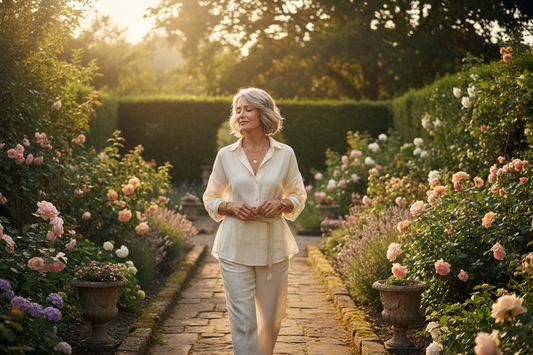 Woman enjoying gentle wellness habits outdoors showing how sustainable routines support long-term lifestyle changes