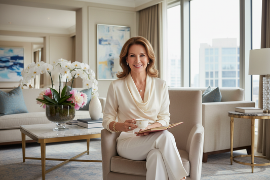 Elegant woman enjoying peaceful leisure time at home, feeling confident and radiant during her weight loss journey with Dr. Restivo's doctor-supervised program.