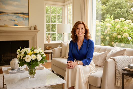 Motivated midlife woman embracing the energy of August to finish her doctor-supervised weight loss program strong in her luxurious home