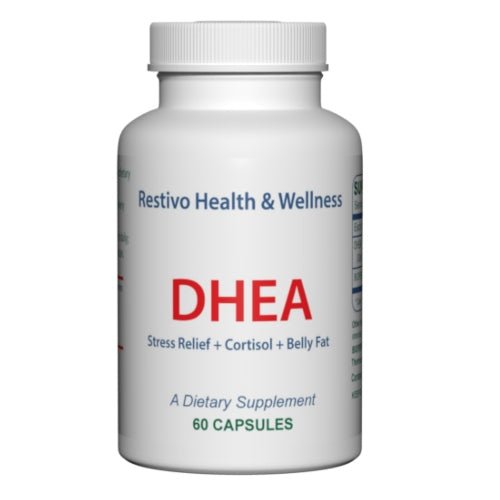 DHEA Stress Relief + Cortisol + Belly Fat IMPROVE WEIGHT LOSS WHEN OVER AGE 49 - ANTI AGING CAPS - Restivo Health & Wellness